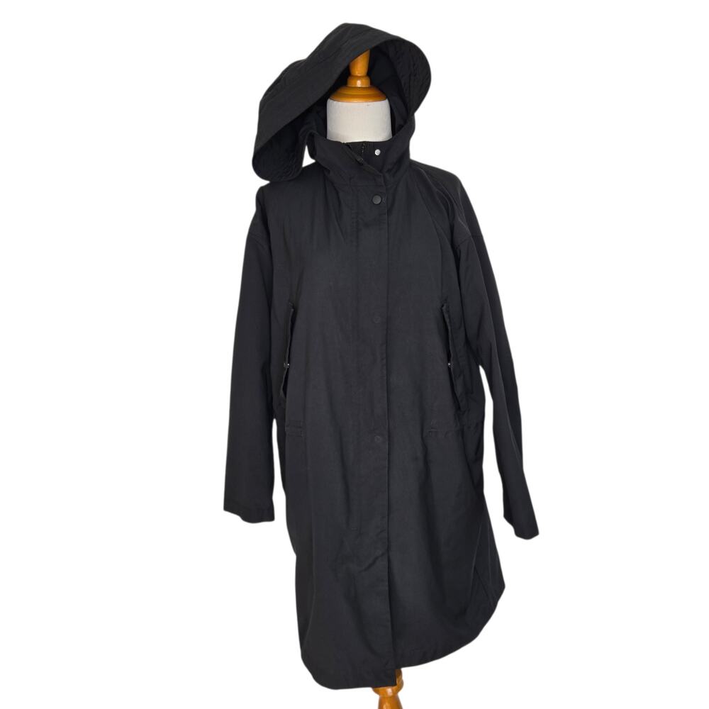 Everlane The City Anorak Black Longline Hooded Water Resistant Women Small